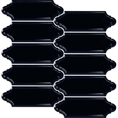 Soci Tile SSN-1604 Hampton Draper Pattern Onyx Glossy Mosaic Tile