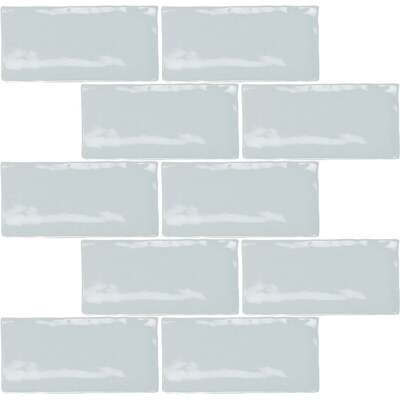 Soci Tile SSN-1615 Fado Brick Gray Glossy 2.5X5 Mosaic Tile
