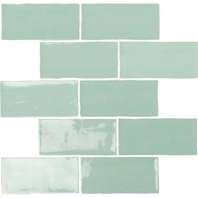 Soci Tile SSN-1620 Fado Brick Sky Glossy 2.5X5 Mosaic Tile