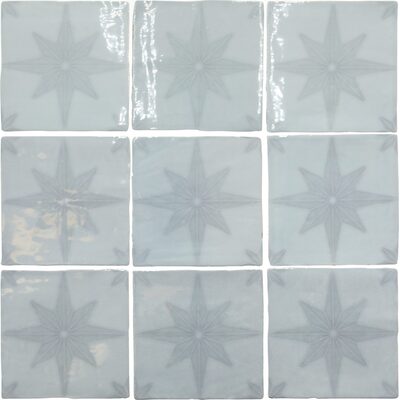 Soci Tile SSN-1622 Fado Carmo Deco Sky Glossy 5X5 (5.46/SF) Loose Tile