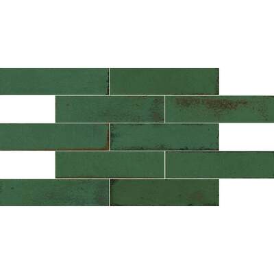 Soci Tile SSN-1634 Murus Brick Emerald Glossy 3X11 (10.55/SF) Porcelain Tile