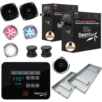 Steam Spa Black Series Wifi and Bluetooth 15kW QuickStart Steam Bath Generator Package in Oil Rubbed Bronze, 191042061521, BKT1500ORB-A