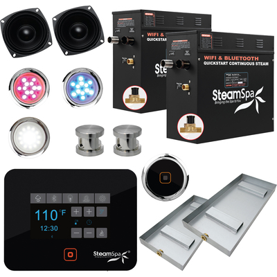 Steam Spa Black Series Wifi and Bluetooth 18kW QuickStart Steam Bath Generator Package in Brushed Nickel, 191042061538, BKT1800BN-A