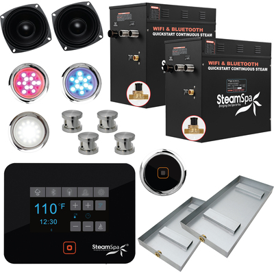 Steam Spa Black Series Wifi and Bluetooth 24kW QuickStart Steam Bath Generator Package in Brushed Nickel, 191042061637, BKT2400BN-A