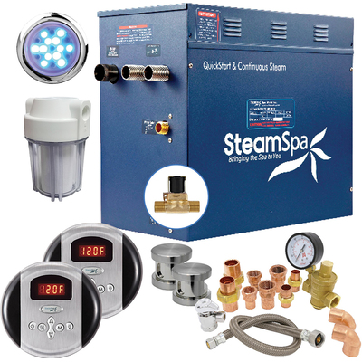 Steam Spa SteamSpa Executive 10.5 KW QuickStart Acu-Steam Bath Generator Package with Built-in Auto Drain in Brushed Nickel, 191042059405, EXR1050BN-A