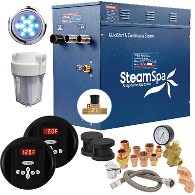 Steam Spa SteamSpa Executive 12 KW QuickStart Acu-Steam Bath Generator Package with Built-in Auto Drain in Matte Black, 191042058927, EXR1200BK-A