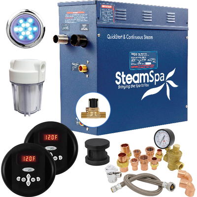 Steam Spa SteamSpa Executive 4.5 KW QuickStart Acu-Steam Bath Generator Package with Built-in Auto Drain in Matte Black, 191042059221, EXR450BK-A