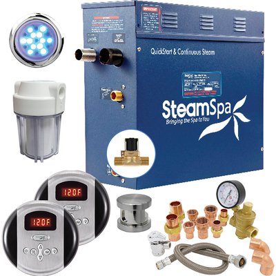Steam Spa SteamSpa Executive 6 KW QuickStart Acu-Steam Bath Generator Package with Built-in Auto Drain in Brushed Nickel, 191042059283, EXR600BN-A