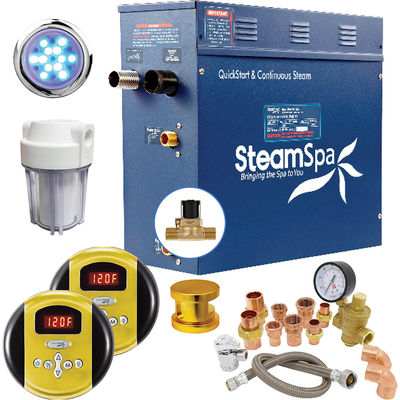Steam Spa SteamSpa Executive 7.5 KW QuickStart Acu-Steam Bath Generator Package with Built-in Auto Drain in Gold, 191042059344, EXR750GD-A