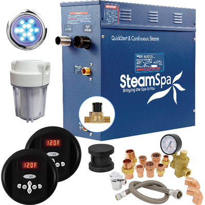 Steam Spa SteamSpa Executive 9 KW QuickStart Acu-Steam Bath Generator Package with Built-in Auto Drain in Matte Black, 191042058903, EXR900BK-A