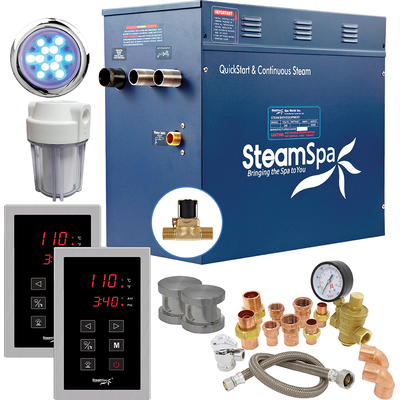 Steam Spa SteamSpa Executive 12 KW QuickStart Acu-Steam Bath Generator Package with Built-in Auto Drain in Brushed Nickel, 191042052192, EXT1200BN-A