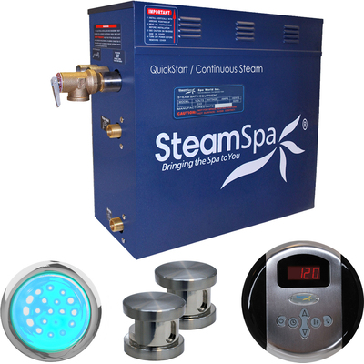 Steam Spa SteamSpa Indulgence 10.5 KW QuickStart Acu-Steam Bath Generator Package in Brushed Nickel, 848308006177, IN1050BN