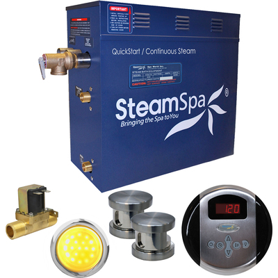 Steam Spa SteamSpa Indulgence 10.5 KW QuickStart Acu-Steam Bath Generator Package with Built-in Auto Drain in Brushed Nickel, 848308067697, IN1050BN-A