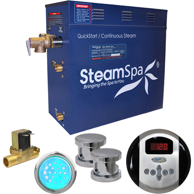 Steam Spa SteamSpa Indulgence 10.5 KW QuickStart Acu-Steam Bath Generator Package with Built-in Auto Drain in Polished Chrome, 848308067703, IN1050CH-A