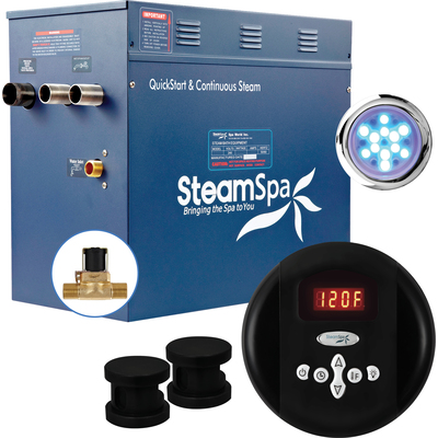Steam Spa SteamSpa Indulgence 12 KW QuickStart Acu-Steam Bath Generator Package with Built-in Auto Drain in Matte Black, 191042054318, IN1200MK-A