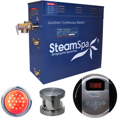 Steam Spa SteamSpa Indulgence 4.5 KW QuickStart Acu-Steam Bath Generator Package in Brushed Nickel, 848308005934, IN450BN