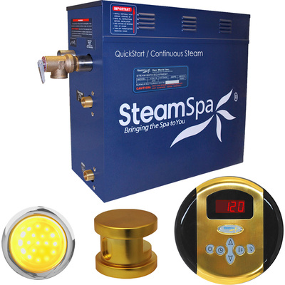 Steam Spa SteamSpa Indulgence 4.5 KW QuickStart Acu-Steam Bath Generator Package in Polished Gold, 848308005941, IN450GD