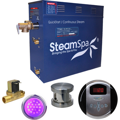 Steam Spa SteamSpa Indulgence 6 KW QuickStart Acu-Steam Bath Generator Package with Built-in Auto Drain in Brushed Nickel, 848308067420, IN600BN-A