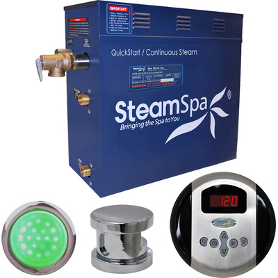 Steam Spa SteamSpa Indulgence 6 KW QuickStart Acu-Steam Bath Generator Package in Polished Chrome, 848308010495, IN600CH