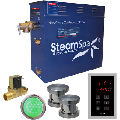 Steam Spa SteamSpa Indulgence 10.5 KW QuickStart Acu-Steam Bath Generator Package with Built-in Auto Drain in Brushed Nickel, 848308068335, INT1050BN-A