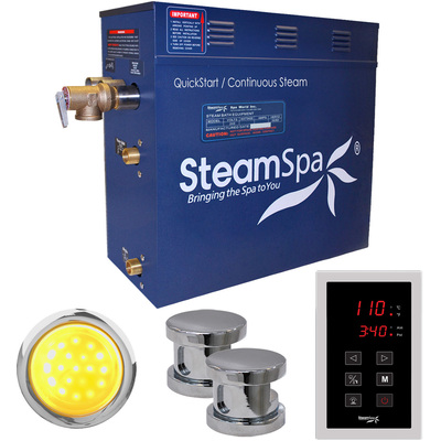 Steam Spa SteamSpa Indulgence 10.5 KW QuickStart Acu-Steam Bath Generator Package in Polished Chrome, 848308031476, INT1050CH