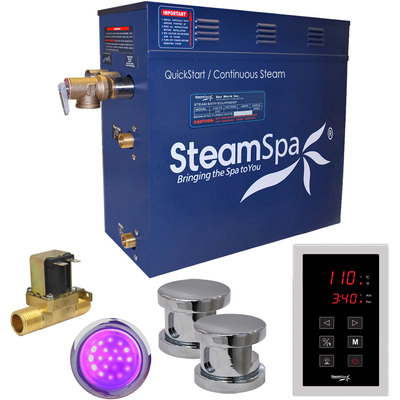 Steam Spa SteamSpa Indulgence 10.5 KW QuickStart Acu-Steam Bath Generator Package with Built-in Auto Drain in Polished Chrome, 848308067970, INT1050CH-A