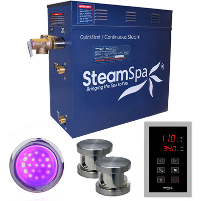 Steam Spa SteamSpa Indulgence 12 KW QuickStart Acu-Steam Bath Generator Package in Brushed Nickel, 848308031582, INT1200BN