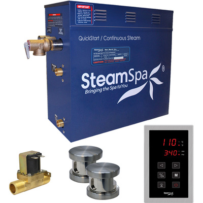 Steam Spa SteamSpa Oasis 12 KW QuickStart Acu-Steam Bath Generator Package with Built-in Auto Drain in Brushed Nickel, 848308068359, OAT1200BN-A