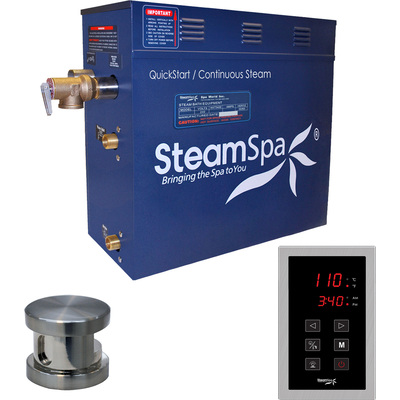 Steam Spa SteamSpa Oasis 9 KW QuickStart Acu-Steam Bath Generator Package in Brushed Nickel, 848308031308, OAT900BN