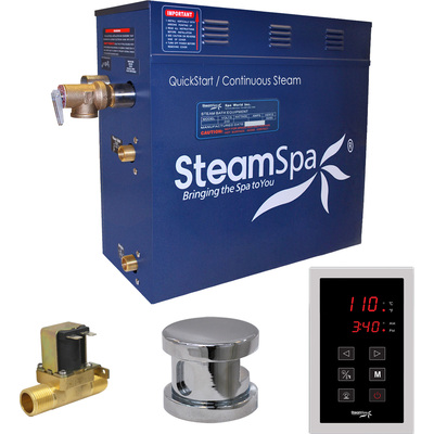 Steam Spa SteamSpa Oasis 9 KW QuickStart Acu-Steam Bath Generator Package with Built-in Auto Drain in Polished Chrome, 848308067932, OAT900CH-A