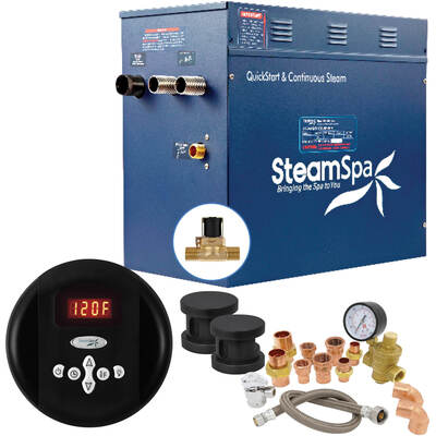 Steam Spa SteamSpa Premium 10.5 KW QuickStart Acu-Steam Bath Generator Package with Built-in Auto Drain in Matte Black, 191042058866, PRR1050BK-A