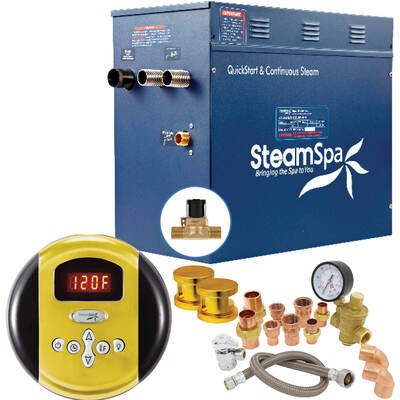 Steam Spa SteamSpa Premium 10.5 KW QuickStart Acu-Steam Bath Generator Package with Built-in Auto Drain in Gold, 191042059665, PRR1050GD-A