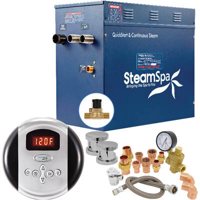 Steam Spa SteamSpa Premium 12 KW QuickStart Acu-Steam Bath Generator Package with Built-in Auto Drain in Polished Chrome, 191042059689, PRR1200CH-A