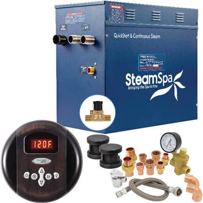 Steam Spa SteamSpa Premium 12 KW QuickStart Acu-Steam Bath Generator Package with Built-in Auto Drain in Oil Rubbed Bronze, 191042059702, PRR1200OB-A