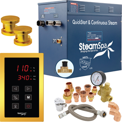 Steam Spa SteamSpa Premium 10.5 KW QuickStart Acu-Steam Bath Generator Package with Built-in Auto Drain in Gold, 191042073968, PRT1050GD-A