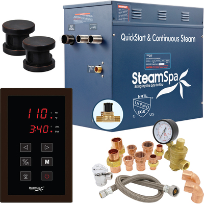 Steam Spa SteamSpa Premium 12 KW QuickStart Acu-Steam Bath Generator Package with Built-in Auto Drain in Oil Rubbed Bronze, 191042052031, PRT1200OB-A