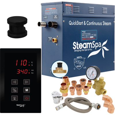 Steam Spa SteamSpa Premium 6 KW QuickStart Acu-Steam Bath Generator Package with Built-in Auto Drain in Matte Black, 191042071957, PRT600MB-A