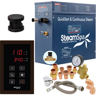 Steam Spa SteamSpa Premium 6 KW QuickStart Acu-Steam Bath Generator Package with Built-in Auto Drain in Oil Rubbed Bronze, 191042052093, PRT600OB-A