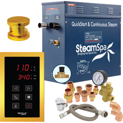 Steam Spa SteamSpa Premium 7.5 KW QuickStart Acu-Steam Bath Generator Package with Built-in Auto Drain in Gold, 191042073944, PRT750GD-A