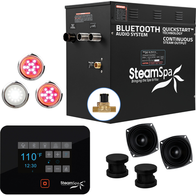 Steam Spa Raven BLUETOOTH Series 10.5kW QuickStart Steam Bath Generator Package in Matte Black, 191042058965, RVB1050MK-A