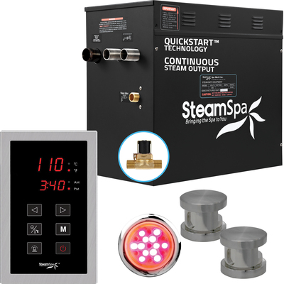 Steam Spa Raven Series 10.5kW QuickStart Steam Bath Generator Package in Brushed Nickel, 191042053717, RVT1050BN-A