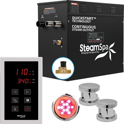 Steam Spa Raven Series 10.5kW QuickStart Steam Bath Generator Package in Polished Chrome, 191042053656, RVT1050CH-A