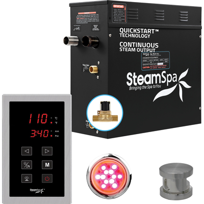 Steam Spa Raven Series 6kW QuickStart Steam Bath Generator Package in Brushed Nickel, 191042053687, RVT600BN-A