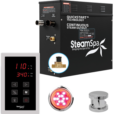 Steam Spa Raven Series 6kW QuickStart Steam Bath Generator Package in Polished Chrome, 191042053625, RVT600CH-A
