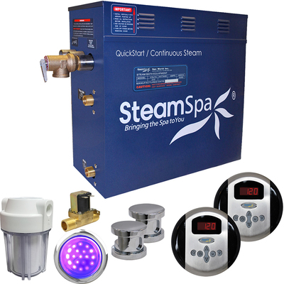 Steam Spa SteamSpa Royal 10.5 KW QuickStart Acu-Steam Bath Generator Package with Built-in Auto Drain in Polished Chrome, 848308067734, RY1050CH-A