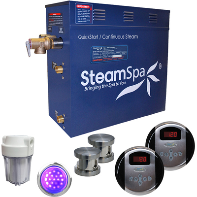 Steam Spa SteamSpa Royal 12 KW QuickStart Acu-Steam Bath Generator Package in Brushed Nickel, 848308006252, RY1200BN