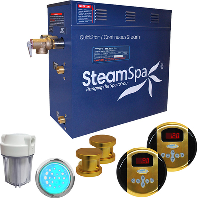 Steam Spa SteamSpa Royal 12 KW QuickStart Acu-Steam Bath Generator Package in Polished Gold, 848308006269, RY1200GD