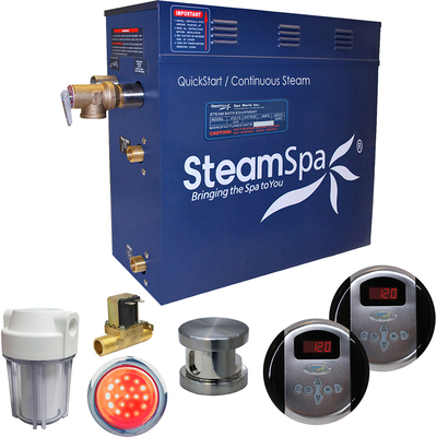 Steam Spa SteamSpa Royal 4.5 KW QuickStart Acu-Steam Bath Generator Package with Built-in Auto Drain in Brushed Nickel, 848308067369, RY450BN-A