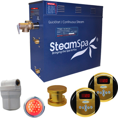 Steam Spa SteamSpa Royal 4.5 KW QuickStart Acu-Steam Bath Generator Package in Polished Gold, 848308005965, RY450GD