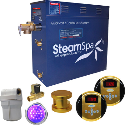 Steam Spa SteamSpa Royal 6 KW QuickStart Acu-Steam Bath Generator Package with Built-in Auto Drain in Polished Gold, 848308067475, RY600GD-A